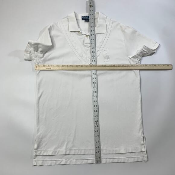 Polo Ralph Lauren Shirt Mens L Large White Cotton Big Pony Neck Stole Feature - Picture 8 of 12